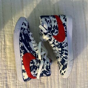Nike Red Swoosh Blue Tie-Dye Sneakers